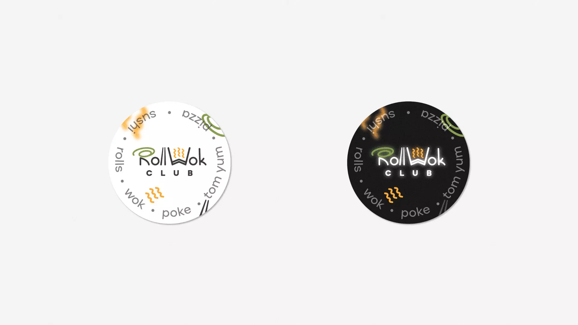 Разработка наклеек для суши-бара «Roll Wok Club» в Усть-Куте